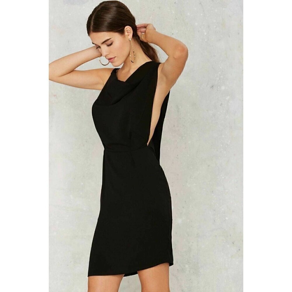 Lioness Women's Black Chiffon Asymmetric Shoulder Midtown Mini Dress Size L - Picture 3 of 14